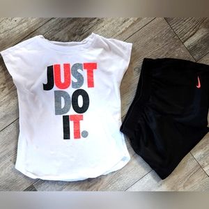 Nike Girl Short Sleeve Crew Neck  Short Set